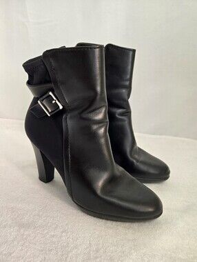 Alfani Step N Flex Black Ankle Booties Women's Size 7 Buckle Heel Boots